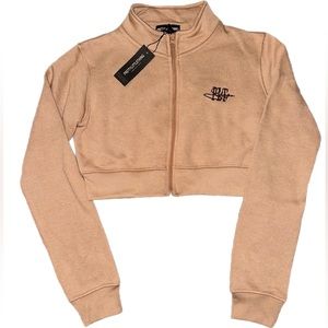 Pretty little thing zip up sweatshirt crop top with tag never worn size 2